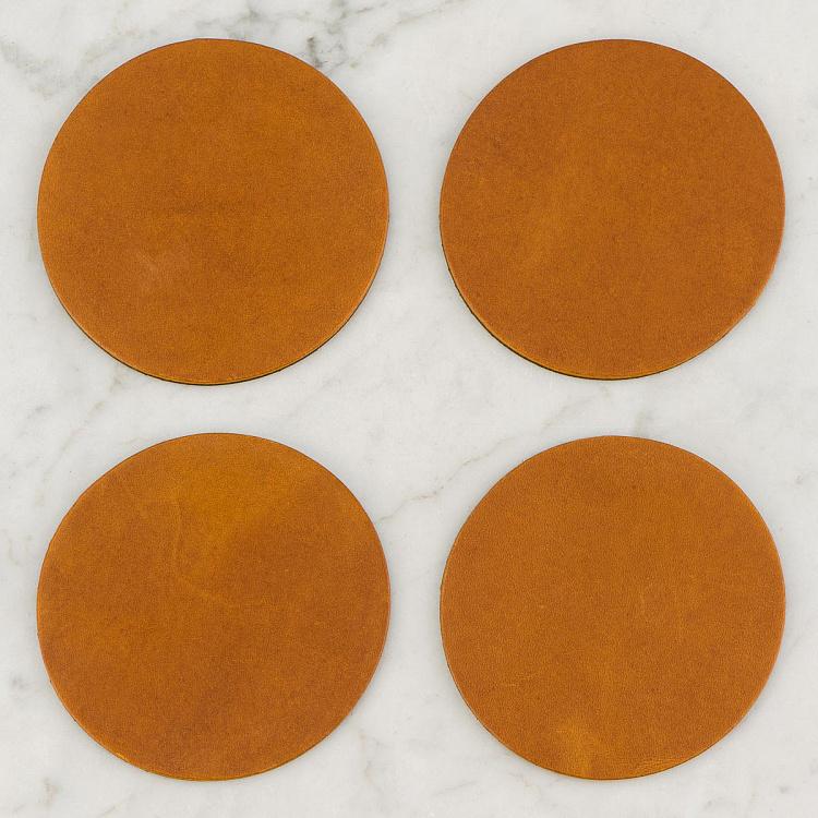 Набор из пяти круглых подставок под стаканы и чайник Карамель Set Of 5 Round Coasters Caramel