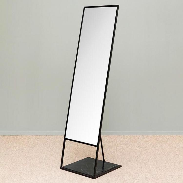 Напольное зеркало на чёрной мраморной подставке Black Marble Base Standing Mirror