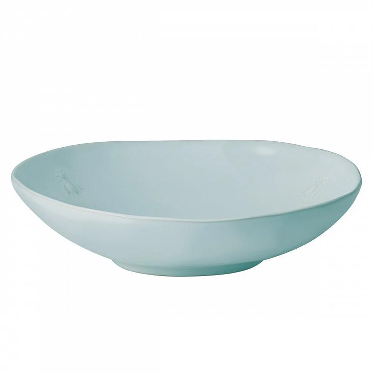 Голубая тарелка для пасты Пчёлы Abeille Ceramic Blue Pasta Plate