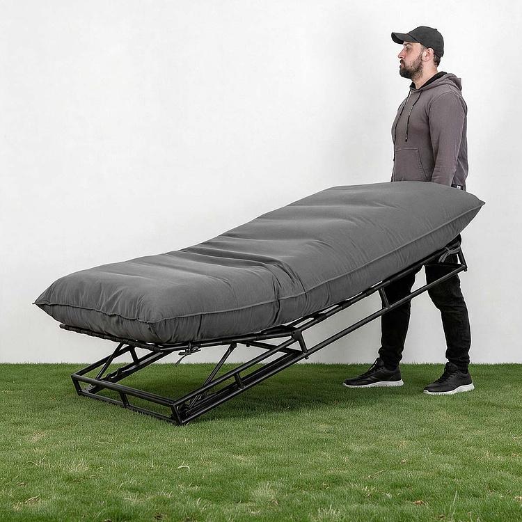 Садовый шезлонг-лежак Coral Lounger, Black акриловая ткань Anthracite Carbon - ракурс 9