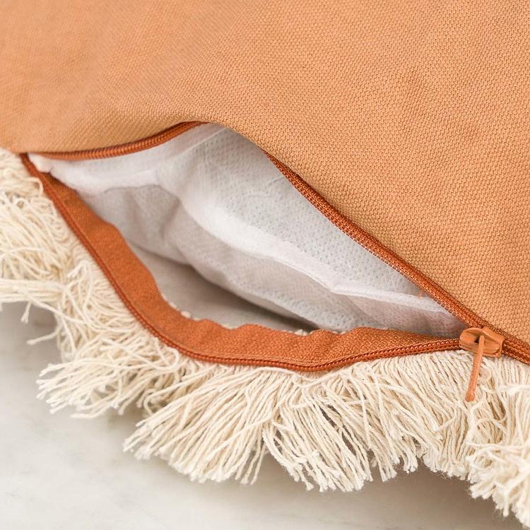 Декоративная подушка с бахромой Шафрановые тигры Cushion With Fringes Tiger Safron