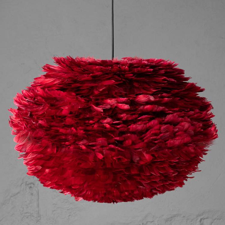 Подвесной светильник Эос, красные перья, чёрный провод, L Eos Hanging Lamp Red Feathers Black Cord Large