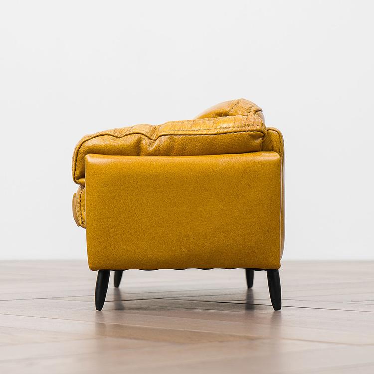 Декоративный мини-диван Mini Dublin 3 Seater RM натуральная кожа Yellow Andalusia - ракурс 3
