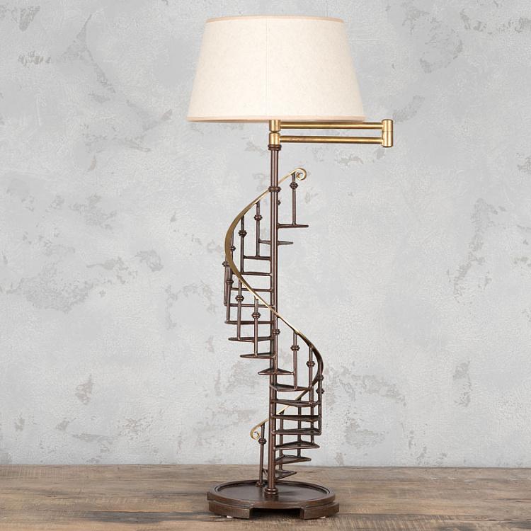 Настольная лампа с льняным белым абажуром Винтовая лестница Stairway Table Lamp With Shade Off-White Linen