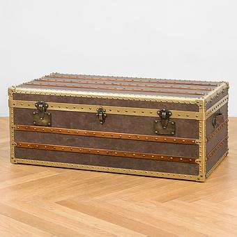 Журнальный стол-сундук Cargo Coffee Table RM натуральная кожа Antique Master