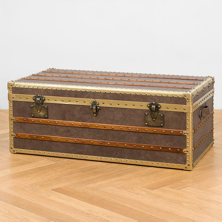 Журнальный стол-сундук Cargo Coffee Table RM натуральная кожа Antique Master