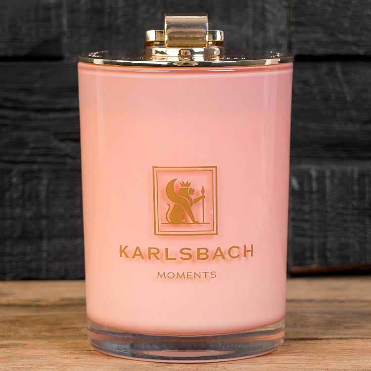 Арома-свеча в розовом стакане с золотой крышкой Кактус Aroma Candle In Pink Glass With Gold Lid Cactus