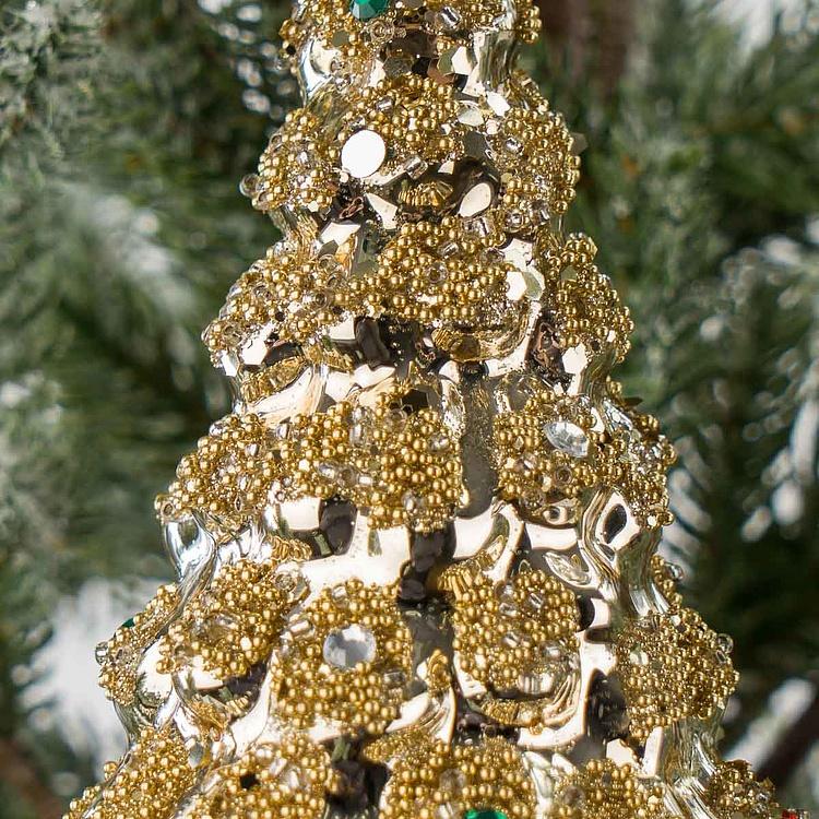 Ёлочная игрушка Золотая ёлка Glass Hanger Tree Gold 12 cm