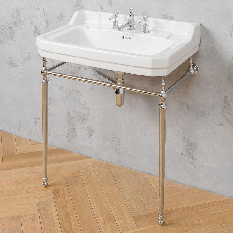 Раковина с подстольем и сифоном цвета хром в Эдвардианском стиле Edwardian Wash Basin With Base And Siphon