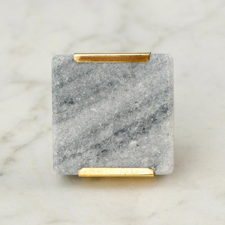 Квадратная мебельная ручка Тёмно-серый камень Dark Gray Stone Square Knob