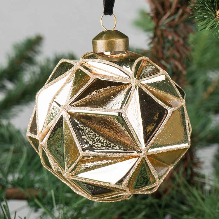 Ёлочная игрушка Золотистый остроугольный шар Gold Acute-Angled Ball 10 cm