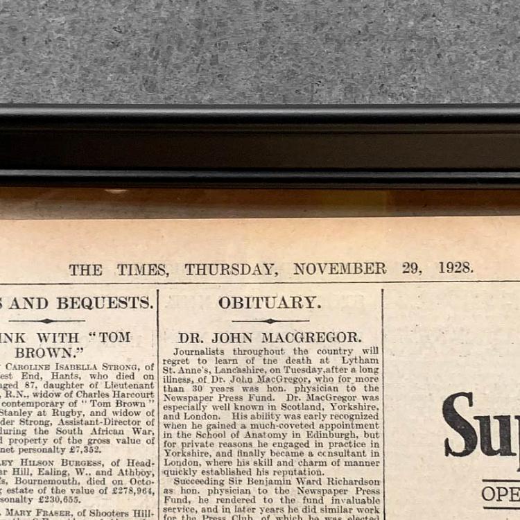 Винтажная газета в раме Таймс, 29 ноября 1928 Vintage Times, Nov 29, 1928