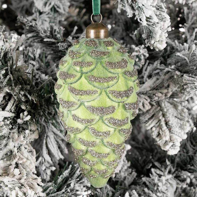 Ёлочная игрушка Матовая зелёная шишка Matte Pine Cone Green 15 cm