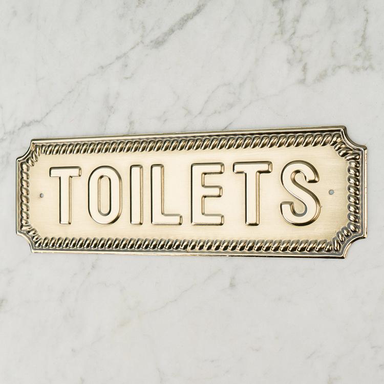 Металлическая табличка Туалеты Brass Sign Toilets