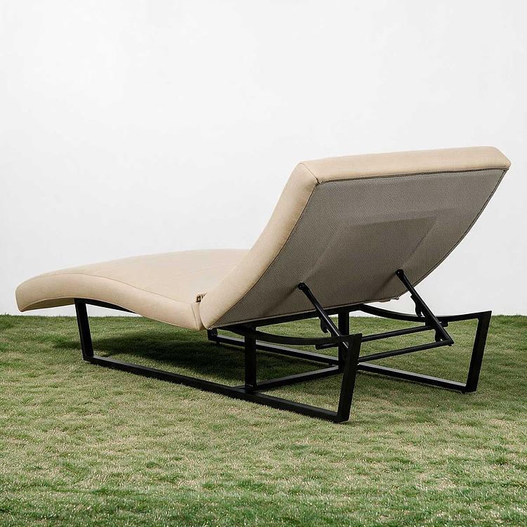 Садовый шезлонг-лежак Wave Lounger, Black акриловая ткань Heather Beige - ракурс 4