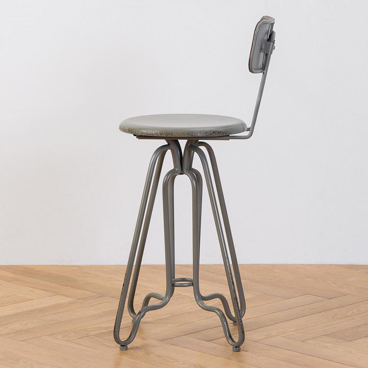 Серый металлический с патиной барный стул Metal Chair Grey Patina
