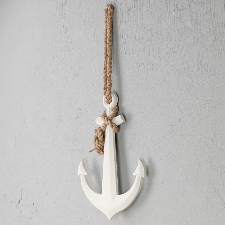Подвесное украшение на верёвке Белый якорь Anchor With Rope White