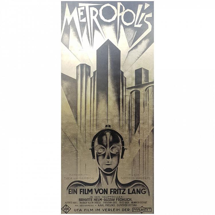 Картина с золотой поталью и текстом Метрополис, L Metropolis Gold Text Large