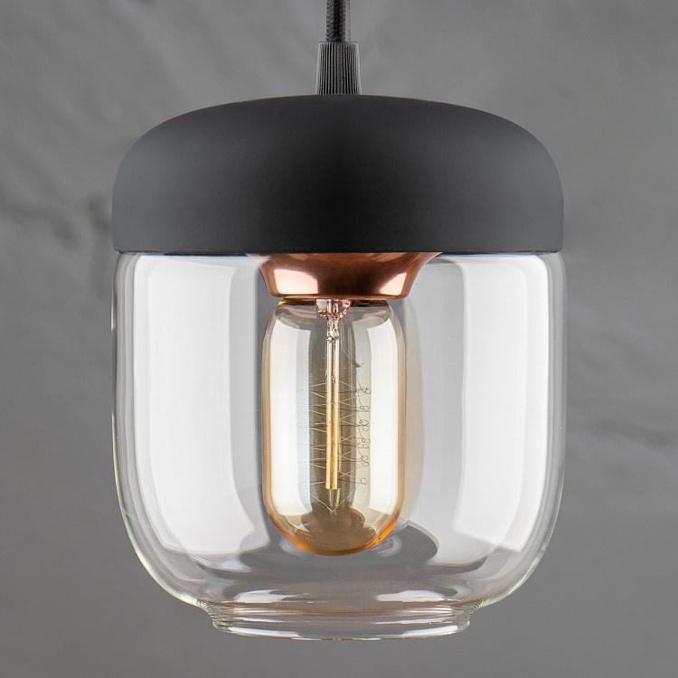 Чёрно-медный подвесной светильник Жёлудь на чёрном проводе Acorn Black Copper Hanging Lamp With Black Cord