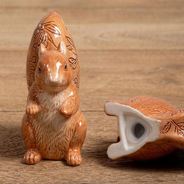 Набор для специй Белочки с цветочным узором на хвостах Set Of 2 Salt And Pepper Squirrels Flowery Tail