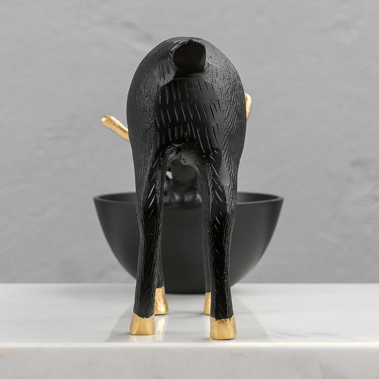 Подставка для мелочей Чёрный олень на водопое Deer Golden Horns Trinket Tray Black