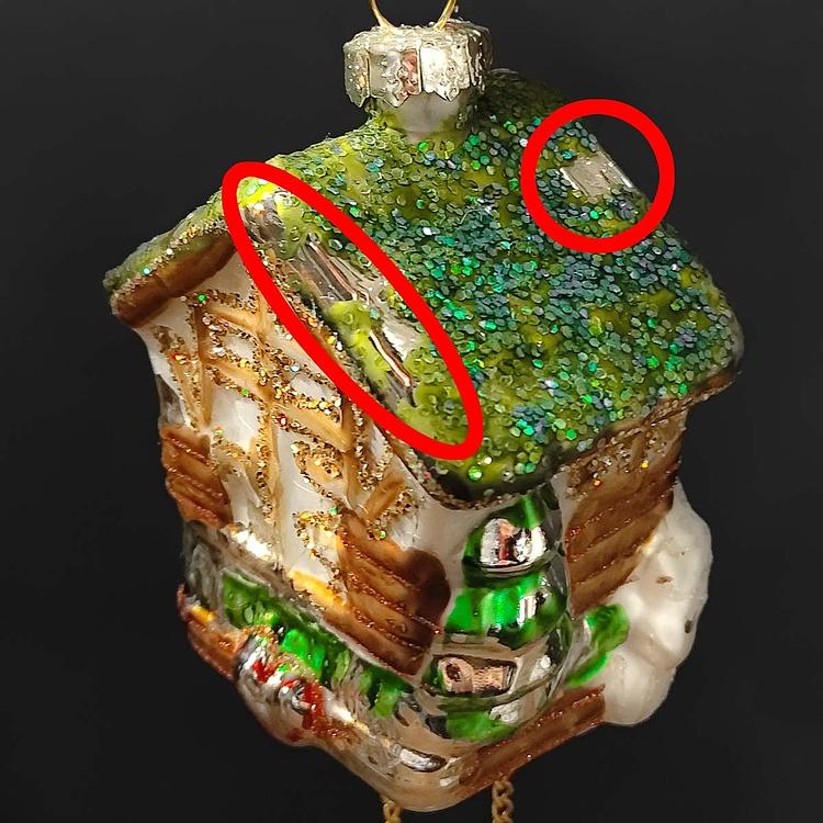 Ёлочная игрушка Часы с кукушкой дисконт7 Glass Hanger Cuckoo Clock 8 cm discount7