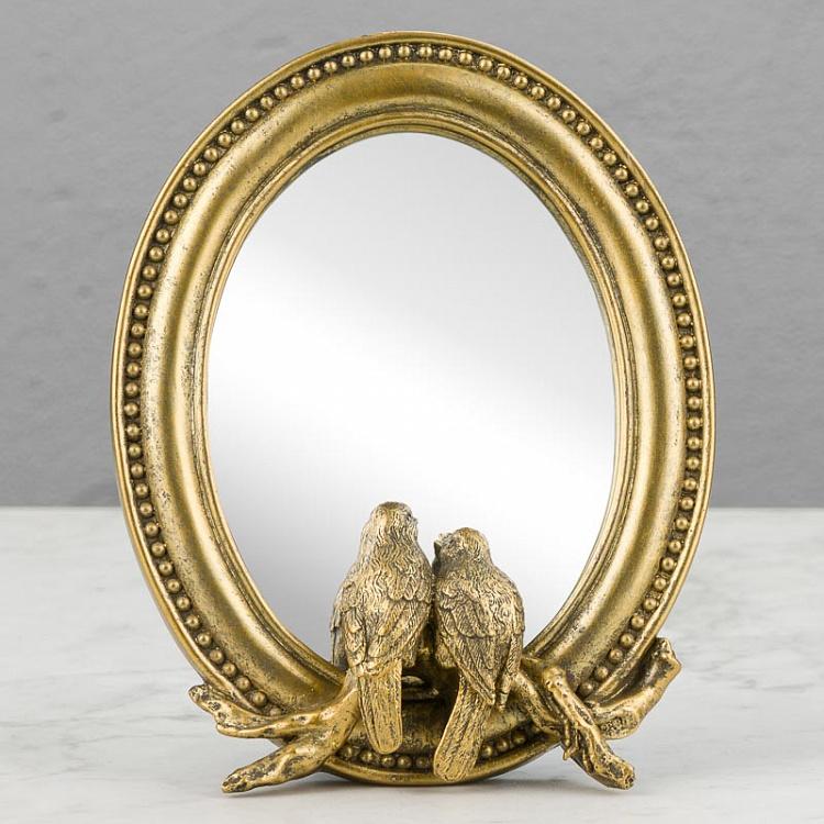 Настольное овальное зеркало Золотые птички Small Oval Mirror With Golden Birds