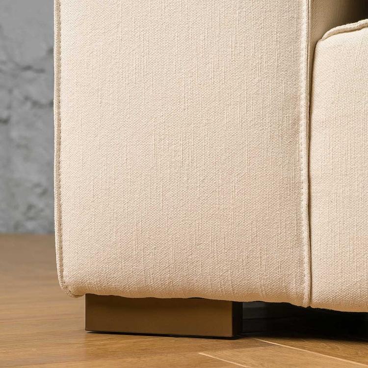 Трёхместный льняной диван Сити, ножки цвета латуни City 3 Seater, Brass Metal Linen RM