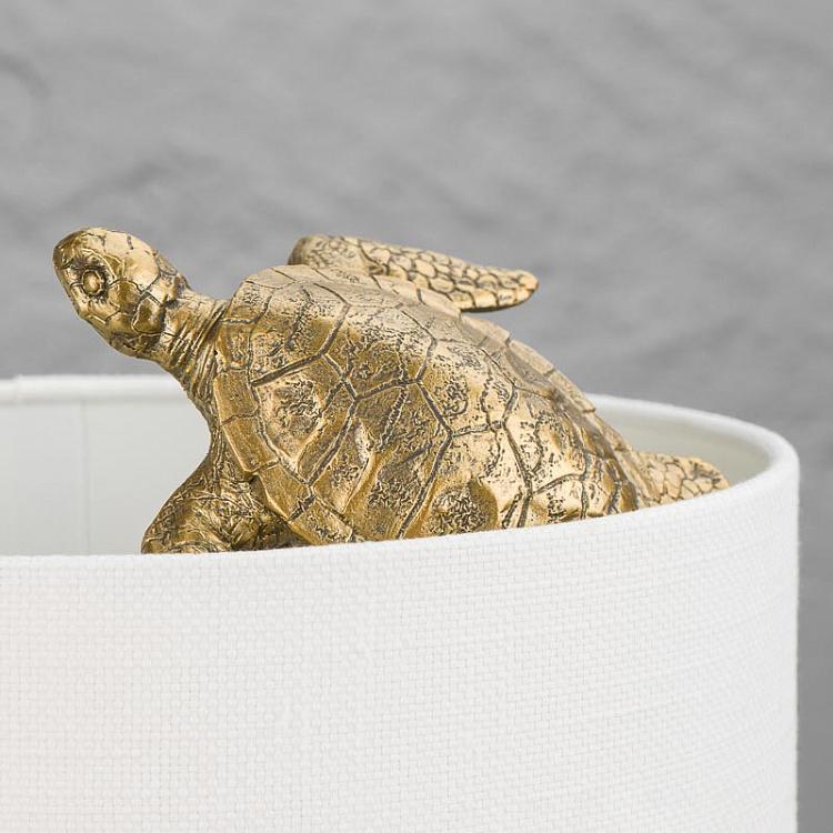 Настольная лампа с белым абажуром Золотые черепахи Swimming Golden Turtles Lamp With White Shade