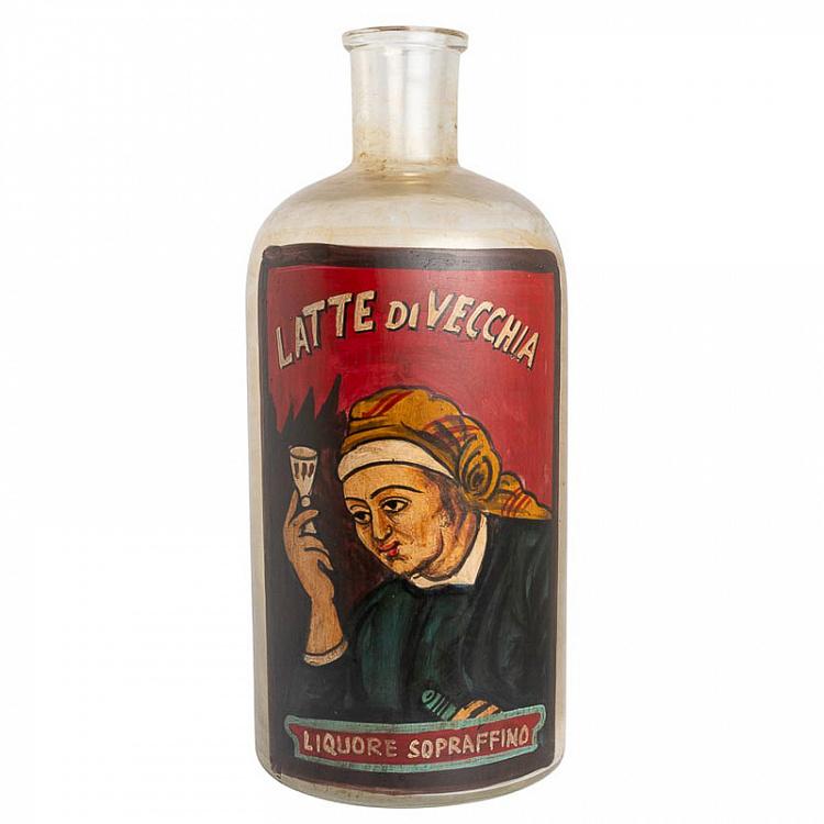 Бутыль Латте ди Веккья с ручной росписью Hand Painted Glass Bottle Latte Di Vecchia