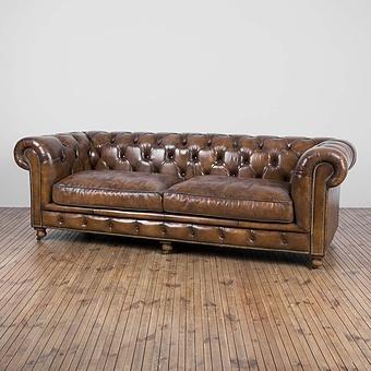 Трёхместный диван Constable 3 Seater натуральная кожа Original Vintage Coffee - ракурс 2