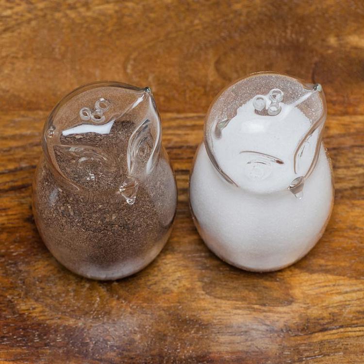 Набор для специй Совы Salt And Pepper Owls In Clear Glass