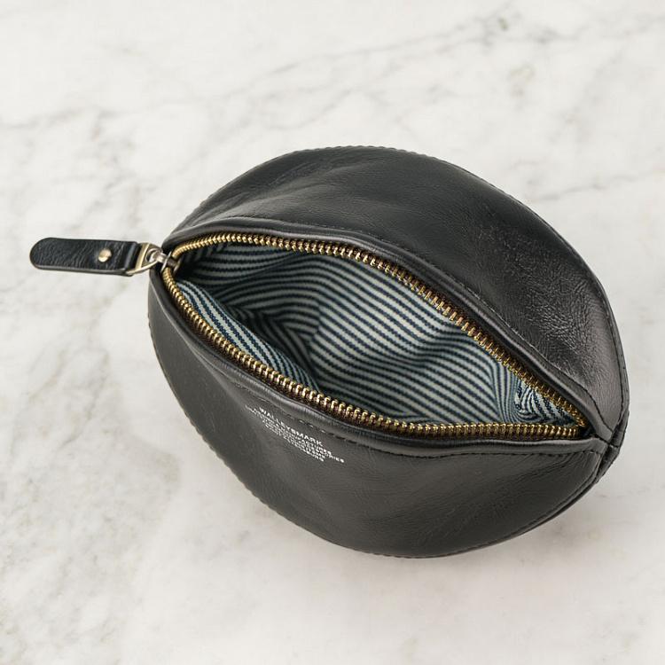 Чёрный кожаный кошелёк-мяч Оболенский Компакт Skid Obolensky Compact, Bowler Black