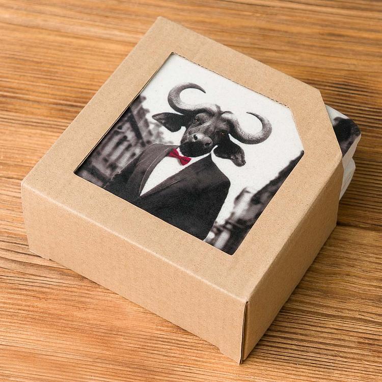 Набор из четырёх подставок под стаканы Киноцефалы Set Of 4 Stone Coasters Cynocephalus