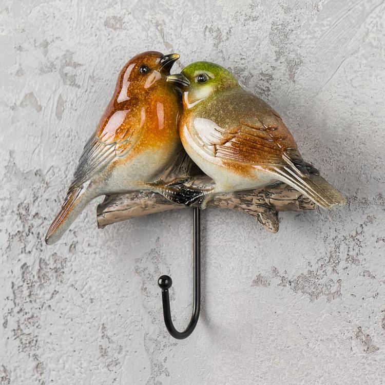 Крючок Две птицы на ветке 2 Stoneware Birds Rack 1 Hook