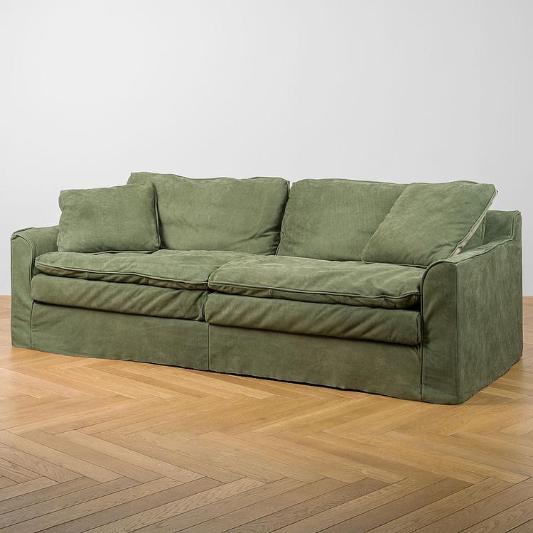 Трёхместный диван Louisiana 3 Seater Leather RM натуральная кожа Lawn Green Nubuck