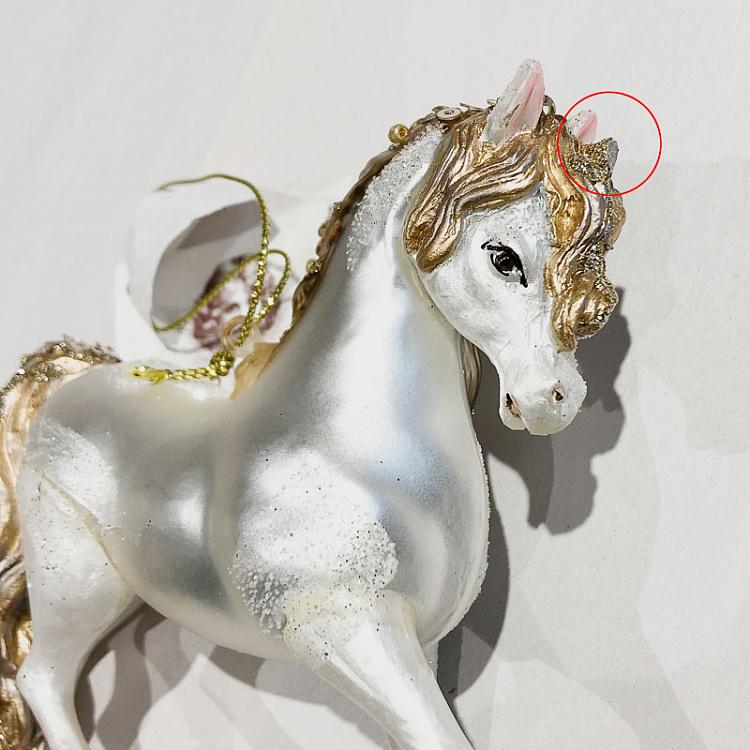 Набор из 2-х ёлочных игрушек Фэнтезийные единороги дисконт Set Of 2 Glass Fantasy Unicorns White/Gold 15 cm discount