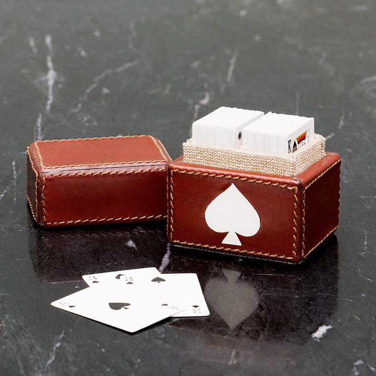 Мини-колода игральных карт в кожаной коробке Mini Deck Of Card Leather Box