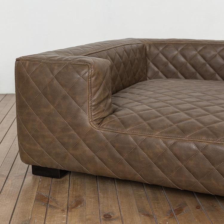 Коричневый диван для собак/кошек Эдоардо с прострочкой Бентли, L Edoardo Sofa Large, Charcoal Bentley Stitch