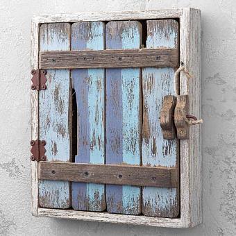 Wooden Keybox With 8 Hooks White Patina