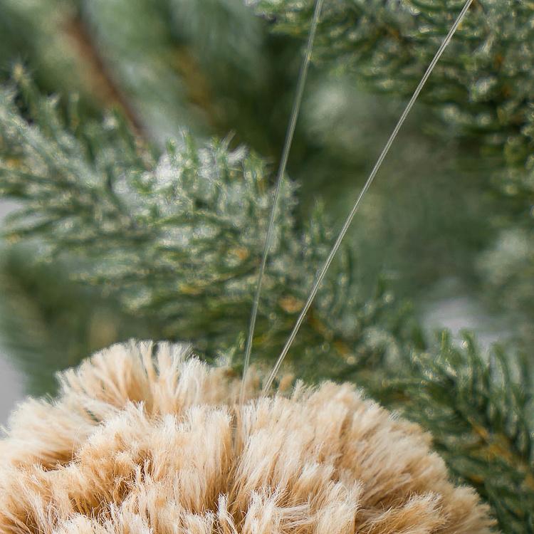 Набор из двух ёлочных игрушек Коричневые пушистые совы Set Of 2 Furry Owls Brown Cream 16 cm