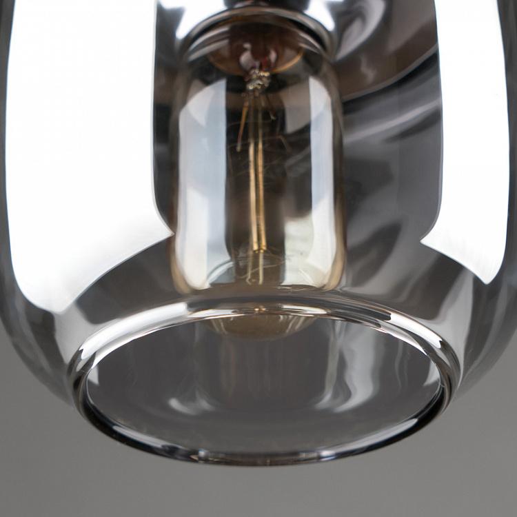 Серый подвесной светильник Жёлудь на чёрном проводе Acorn Smoked Steel Hanging Lamp With Black Cord