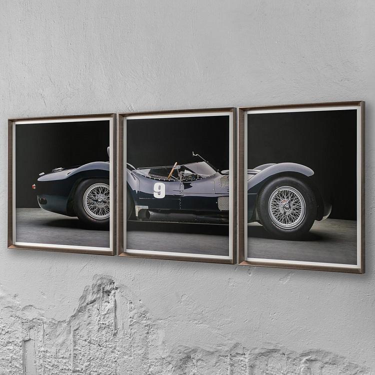 Модульный фото-принт в деревянной раме Мазерати Бёрдкейдж Set Of 3 Maserati Birdcage, Pewter Frame