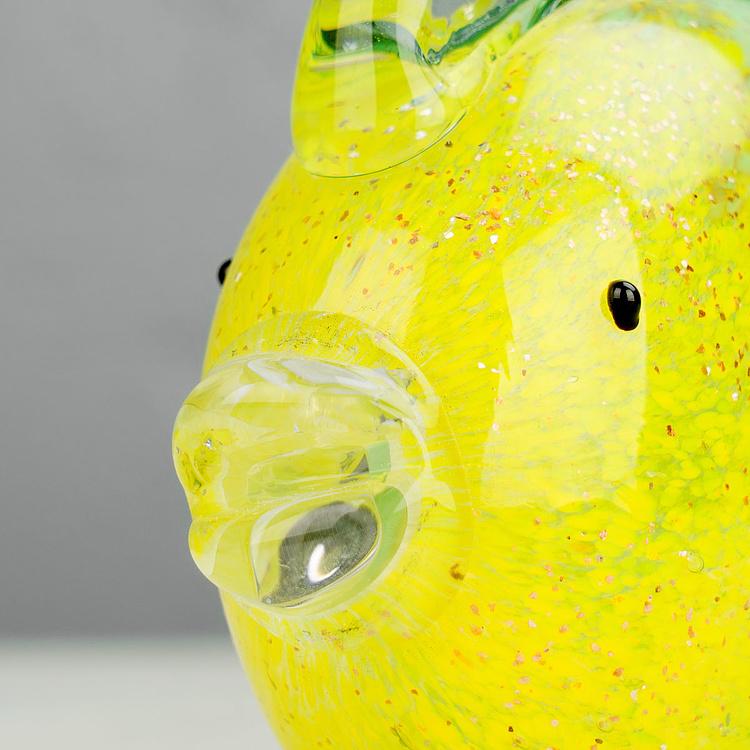 Статуэтка Жёлто-зелёная круглая рыба Round Glass Fish Yellow And Green