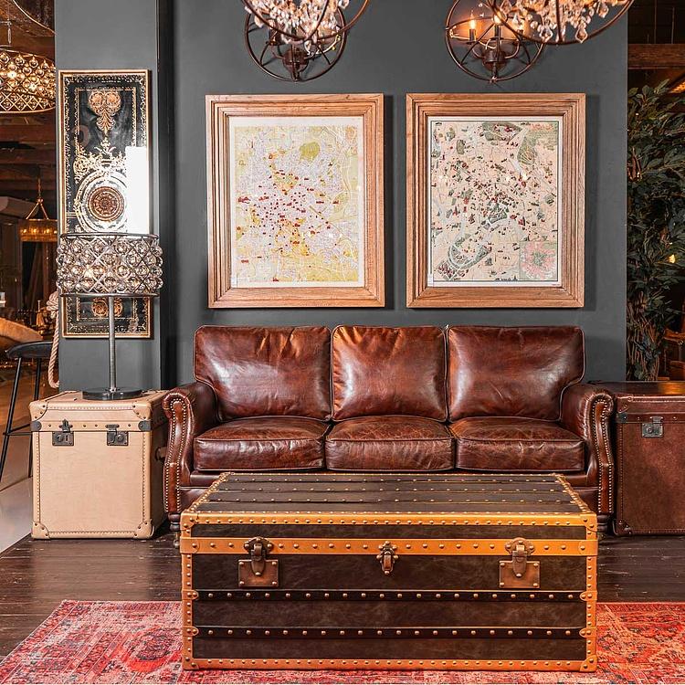 Картина-принт Карта Москвы, рама из высветленного дуба Classic Map Moscow, Weathered Oak