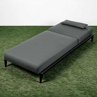 Садовый шезлонг-лежак Dune Lounger, Black акриловая ткань Anthracite Carbon - ракурс 6