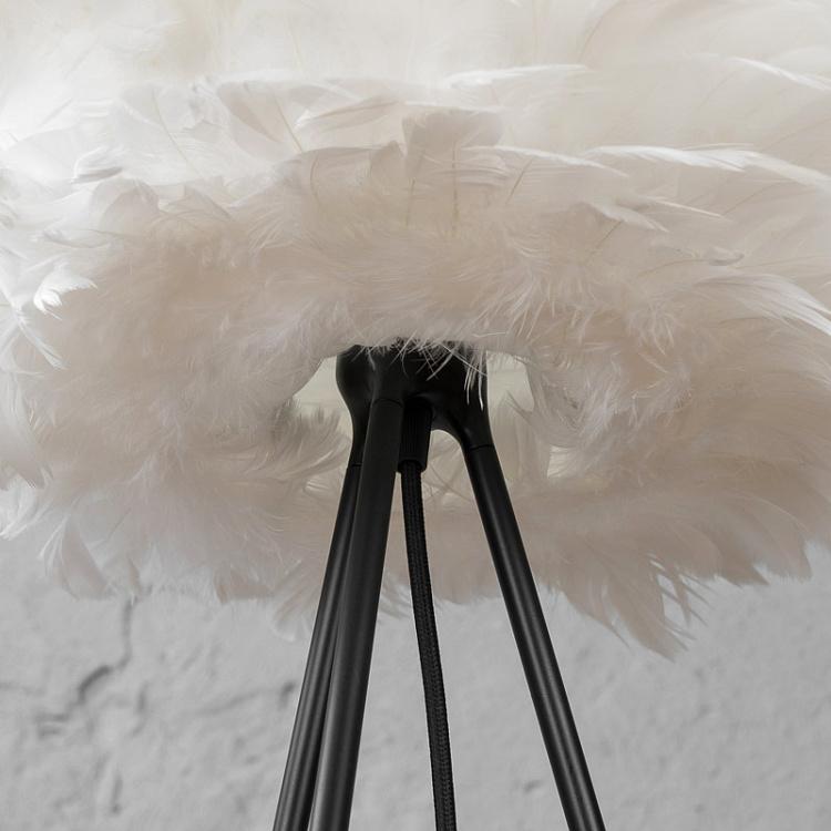 Торшер Эос, белые перья, черная тренога, M Eos Floor Lamp White Feathers Black Tripod Medium