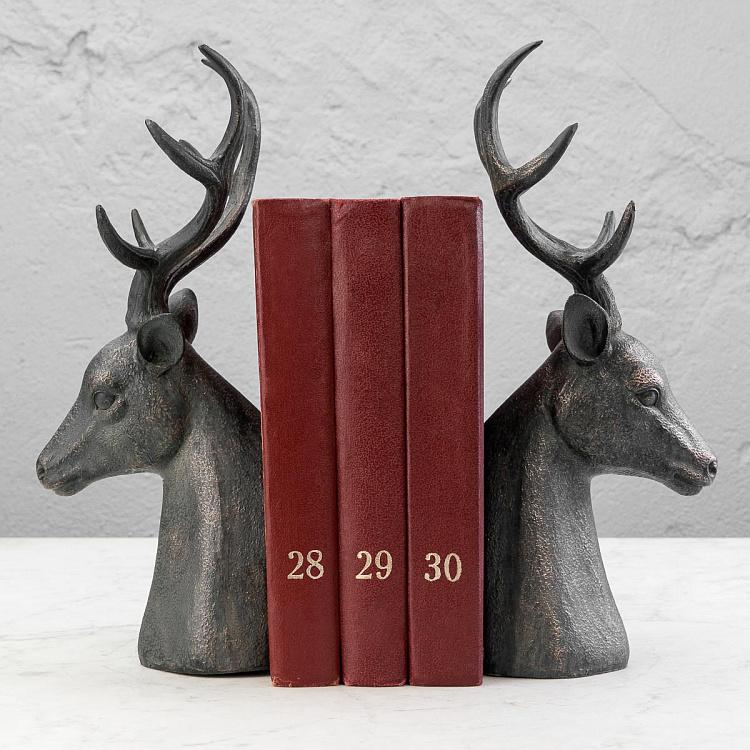 Набор из двух держателей для книг Олени  Bookend Deer Heads Big Antlers