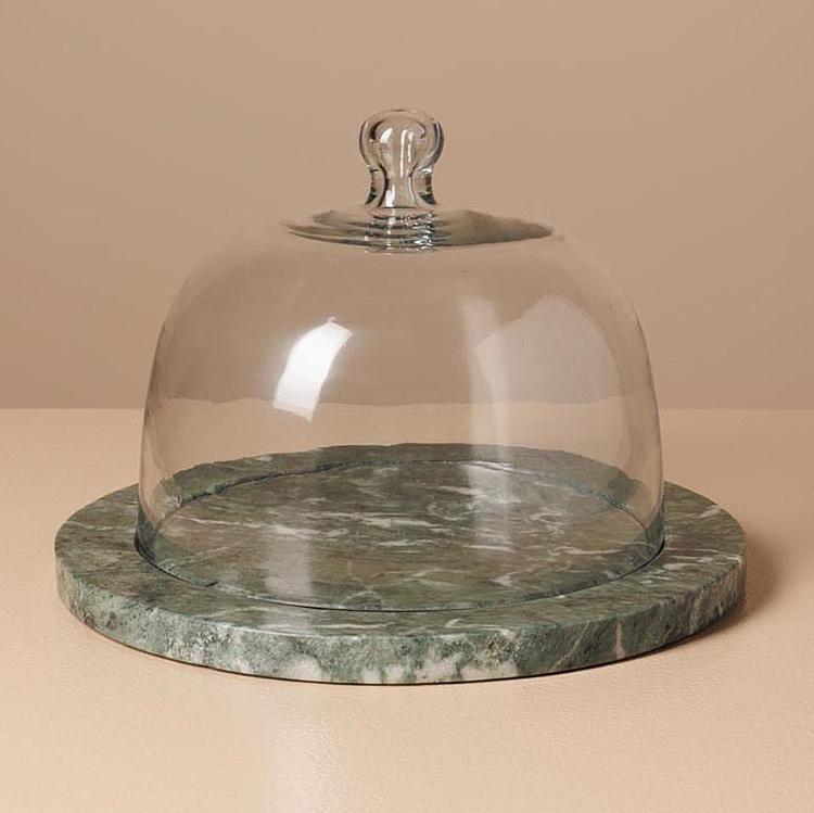 Сервировочная подставка с колпаком Green Marble Cake Tray With Cover