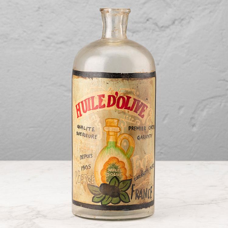 Раскрашенная вручную стеклянная бутыль для оливкового масла Handpainted Glass Bottle Huile D'Olive